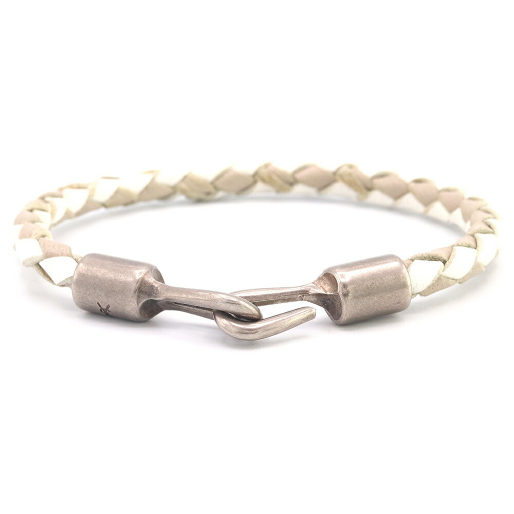 SAINT LAURENT White Leather Charm Bracelet